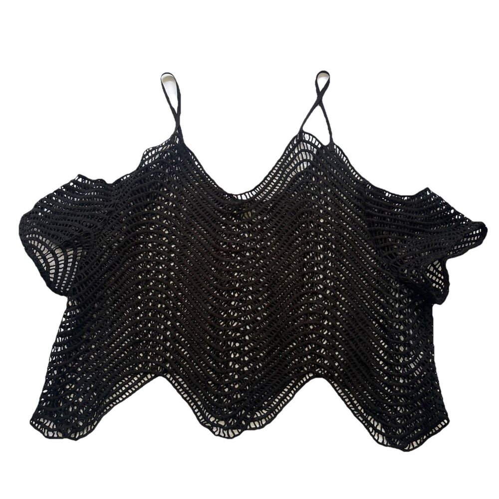 Anthropologie X Lulumari Women's crotchet Knit Crop Swim Cover Up Top Size L - Picture 3 of 14